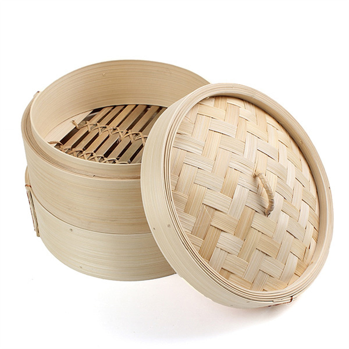 Vapeur Naturelle Bambou Cuiseur Vapeur Bambou 2 Étages Avec Couvercle - Accessoires Inclus Pour Dim Sum Et Légumes Vapeur Naturelle Bambou Cuiseur Vapeur Bambou 2 Étages Avec Couvercle - Accessoires Inclus Pour Dim Sum Et Légumes
