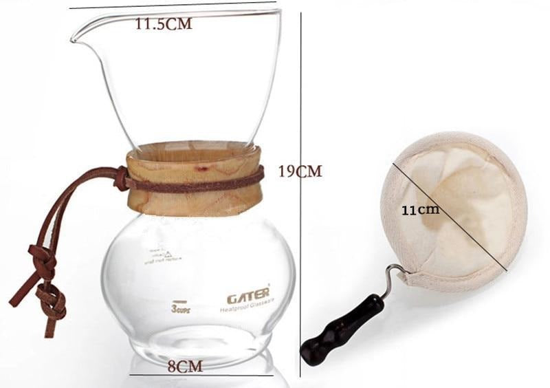 Cafetière Michico (avec filtre en flanelle, métallique ou les deux)