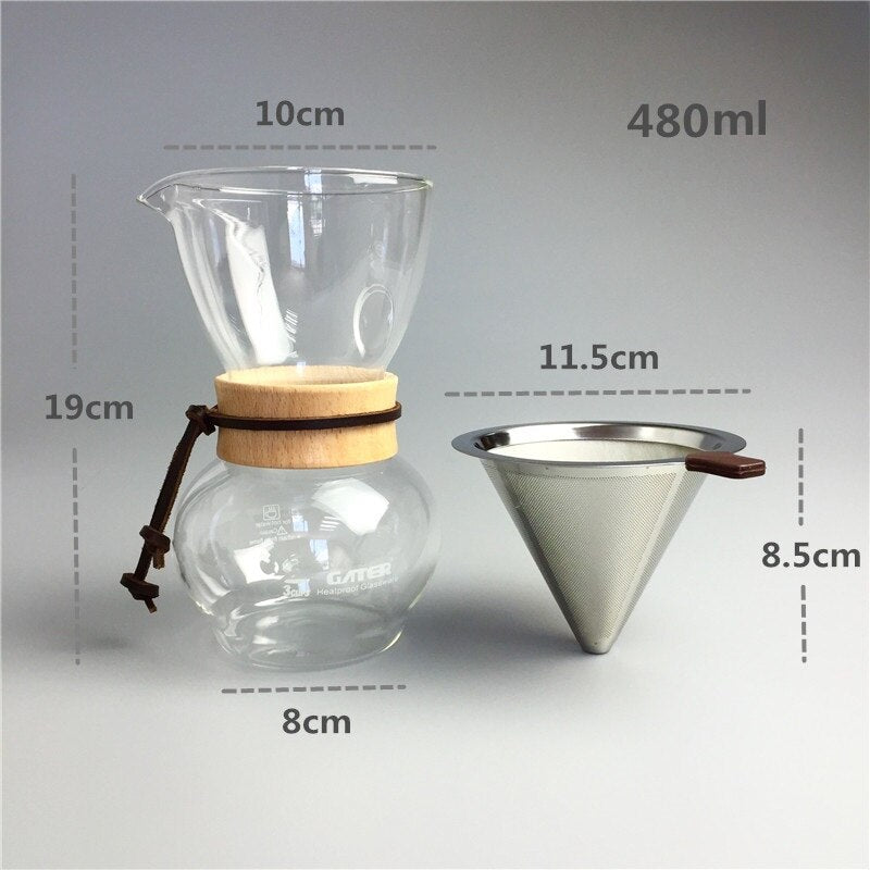 Cafetière Michico (avec filtre en flanelle, métallique ou les deux)
