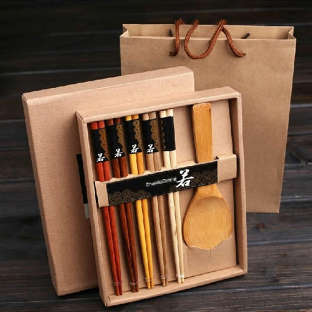 Lot de 5 Paires de Baguettes et Cuillère à Riz Akihiko