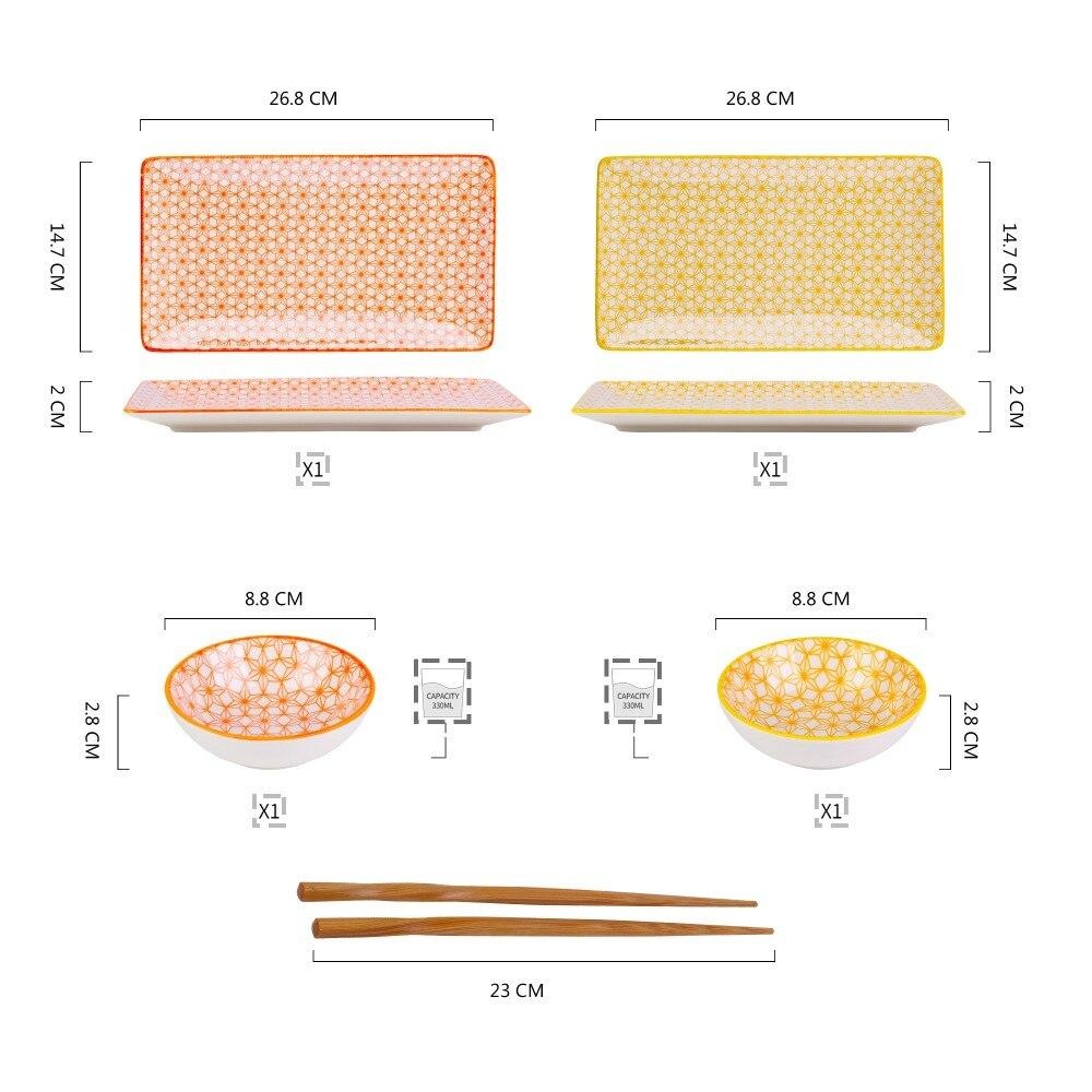 Ensemble D'assiettes à Sushi, Bols à Sauce et Baguettes Marunouchi