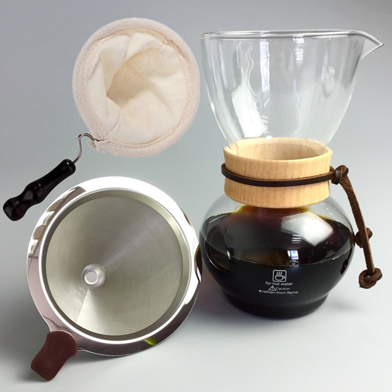 Cafetière Michico (avec filtre en flanelle, métallique ou les deux)