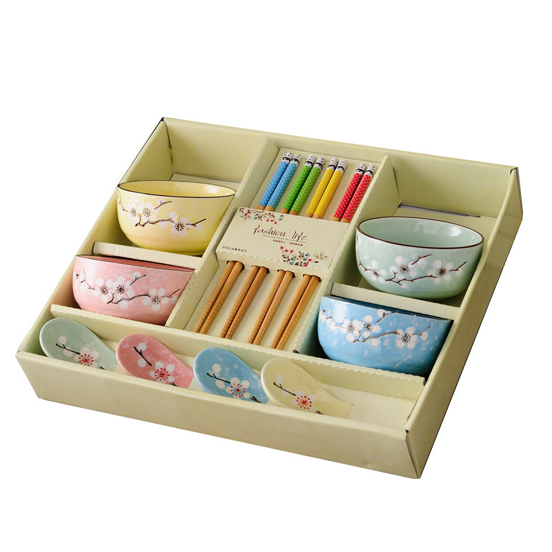 4 Bols, 4 Paires de Baguettes et 4 Cuillères Set Mita (5 couleurs)