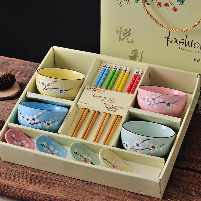 4 Bols, 4 Paires de Baguettes et 4 Cuillères Set Mita (5 couleurs)