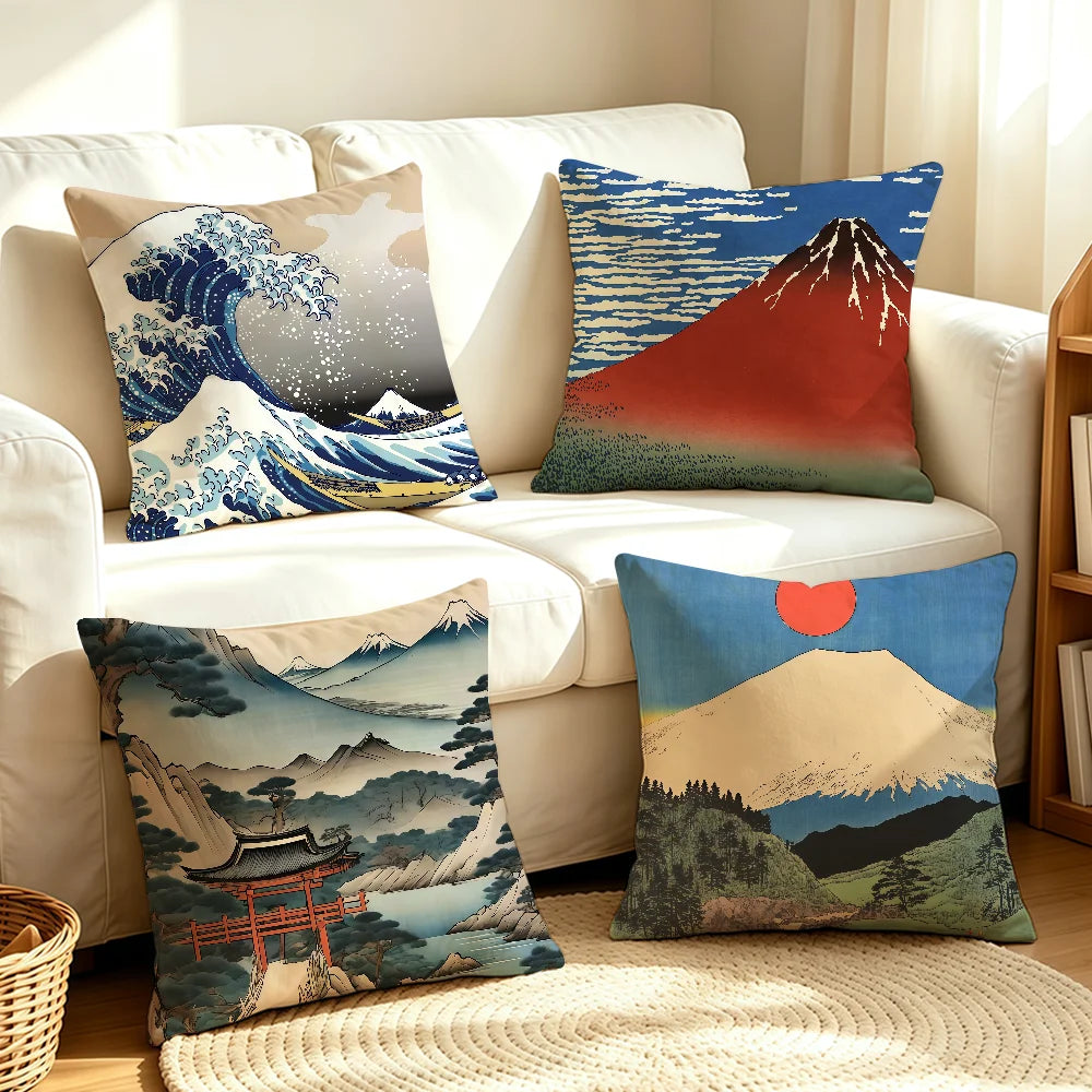 Housse de Coussin Hokusai Ukiyo-e (5 modèles et 8 tailles)