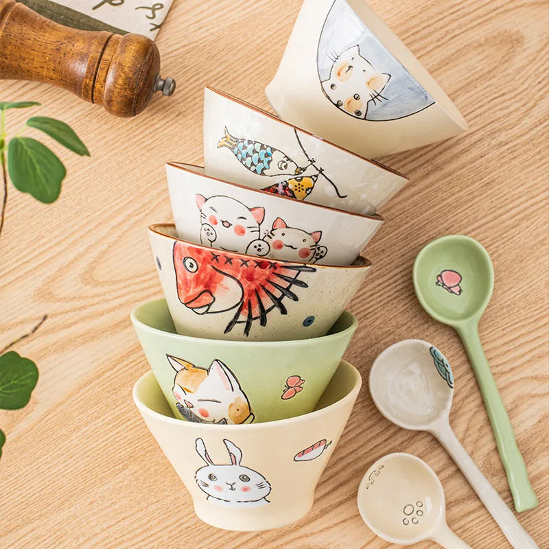 Les six modèles de bols de riz Yanaka empilés
