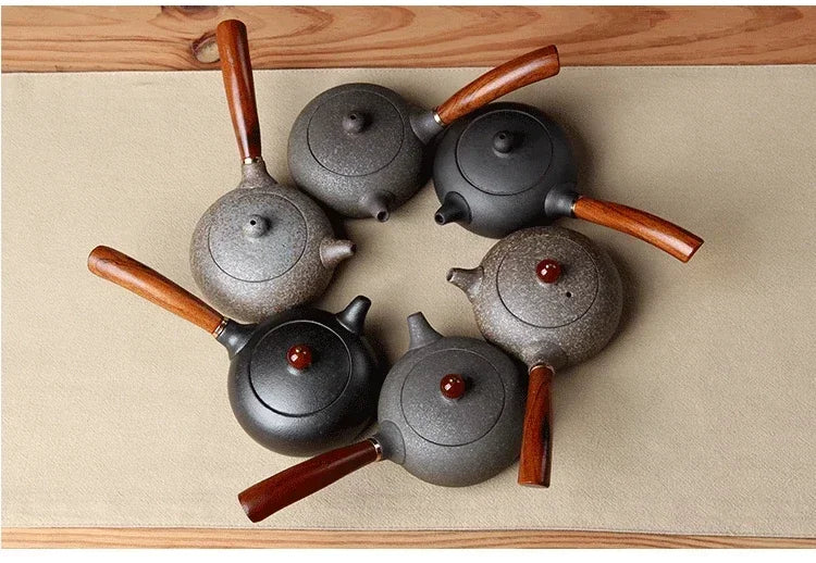 Théières kyusu Nikko vues de dessus, 6 couleurs
