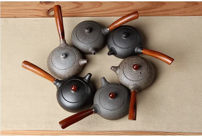 Théières kyusu Nikko vues de dessus, 6 couleurs