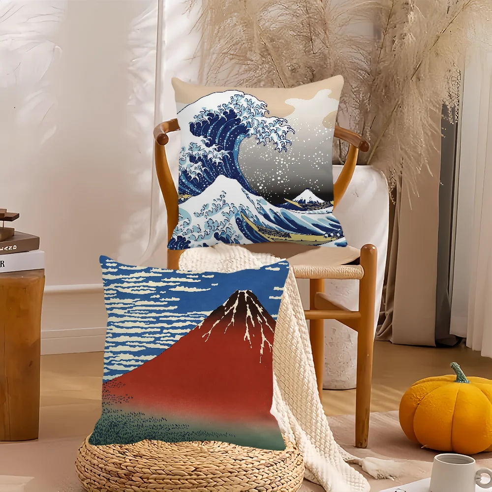 Housse de Coussin Hokusai Ukiyo-e (5 modèles et 8 tailles)