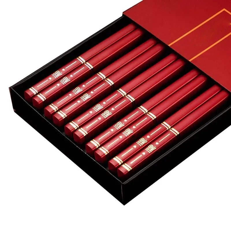 Lot de 5 paires de baguettes Fukuyama rouges au caractère fu