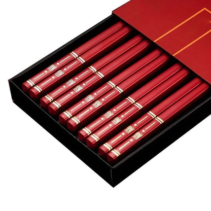 Lot de 5 paires de baguettes Fukuyama rouges au caractère fu