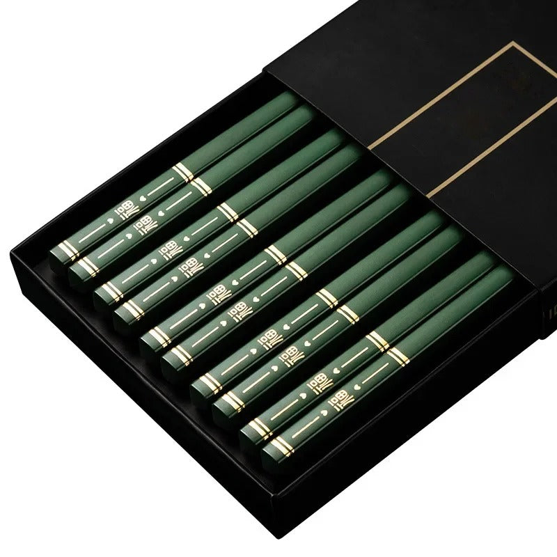 Lot de 5 paires de baguettes Fukuyama vertes au caractère fu
