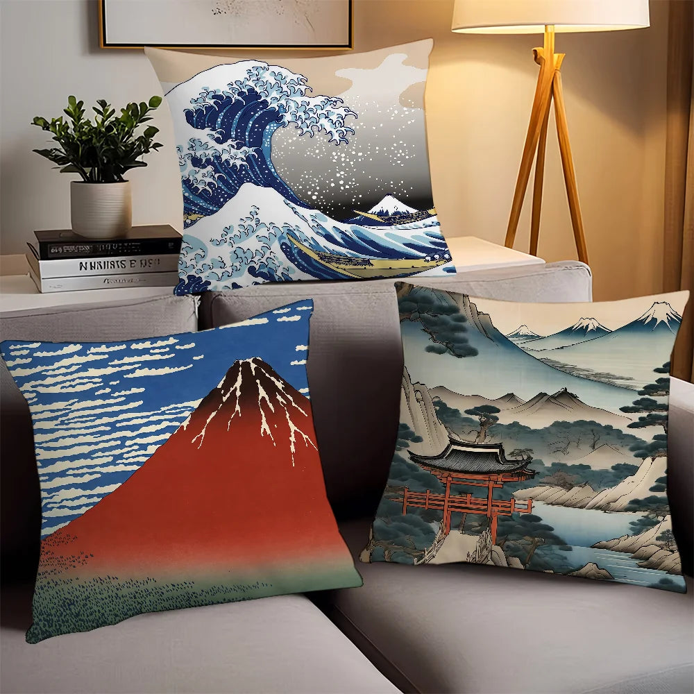 Housse de Coussin Hokusai Ukiyo-e (5 modèles et 8 tailles)