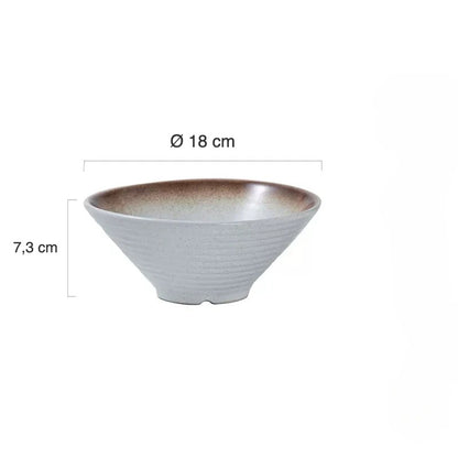 Bol à ramen Hakata II blanc bord brun