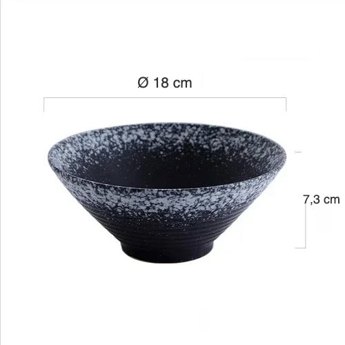 Bol à ramen Hakata II noir moucheté