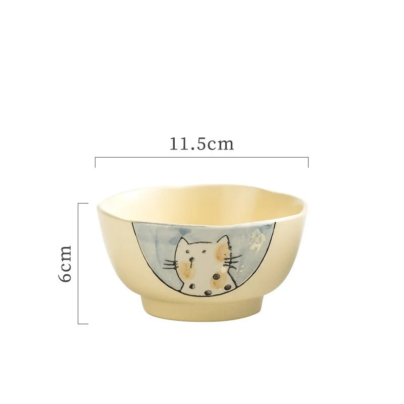 Bol de riz Tashirojima chat bleu, 11,5 cm x 6 cm