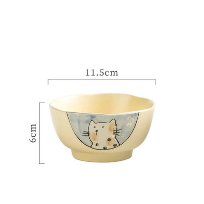 Bol de riz Tashirojima chat bleu, 11,5 cm x 6 cm