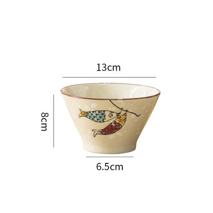 Bol de riz japonais Yanaka carpes koï, 13 cm x 8 cm
