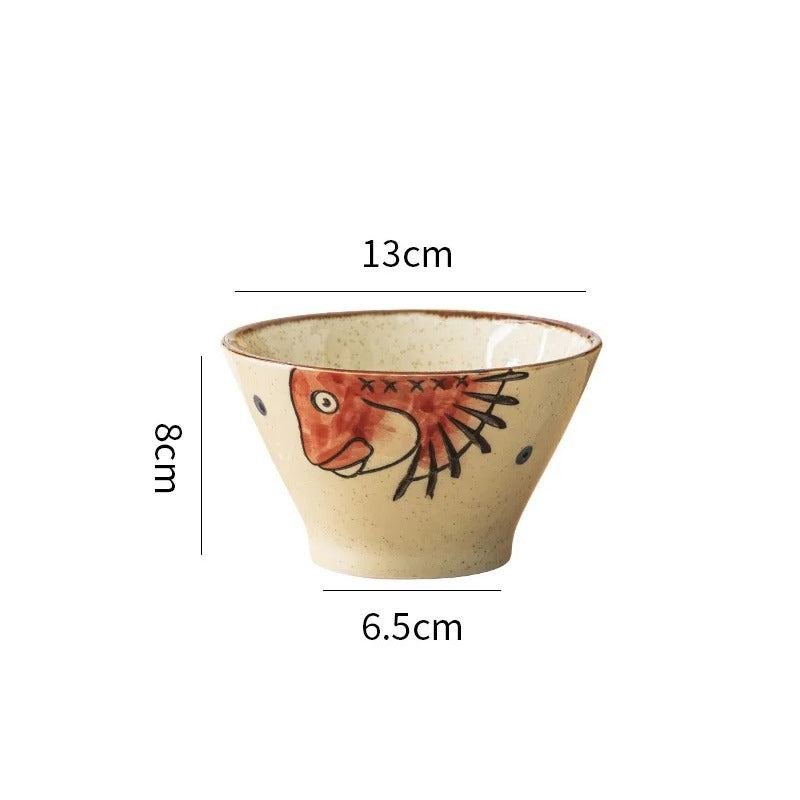 Bol de riz japonais Yanaka daurade rouge, 13 cm x 8 cm