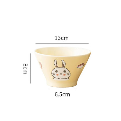 Bol de riz japonais Yanaka lapin, 13 cm x 8 cm