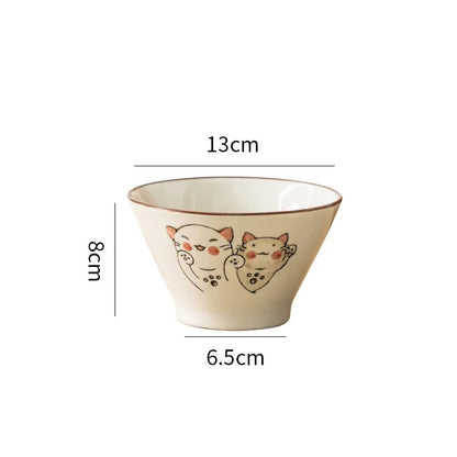 Bol de riz japonais Yanaka maneki neko, 13 cm x 8 cm