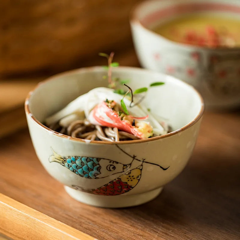 Bol Tashirojima carpes koï garni de soba
