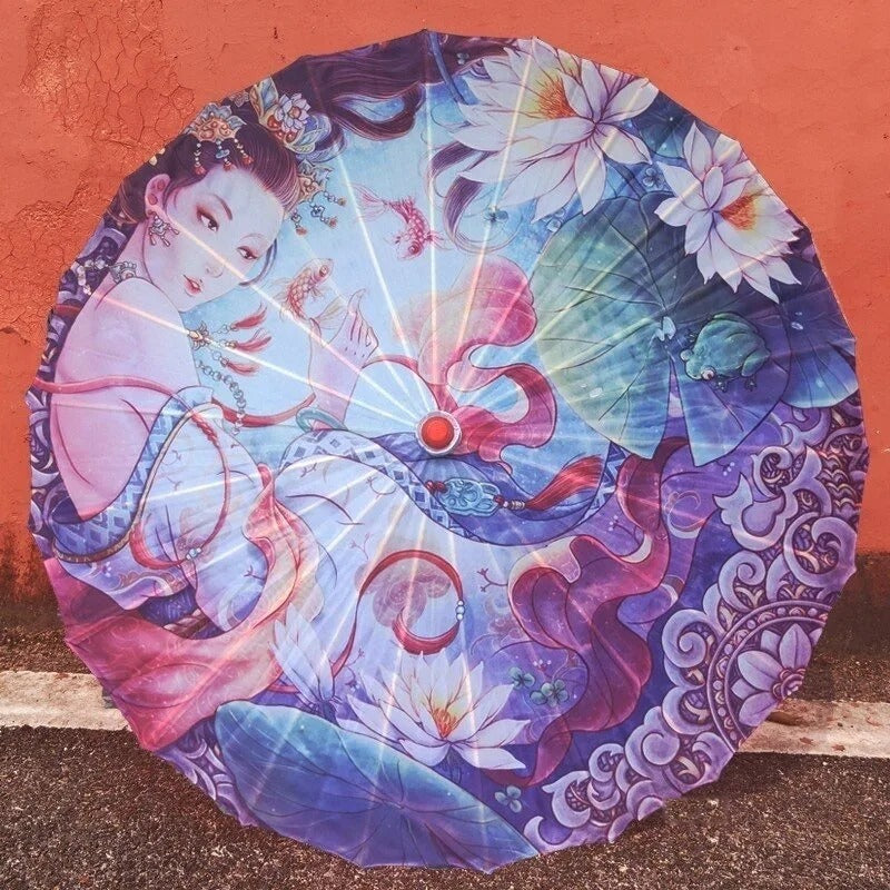 Ombrelle japonaise Yoshino dame aux lotus