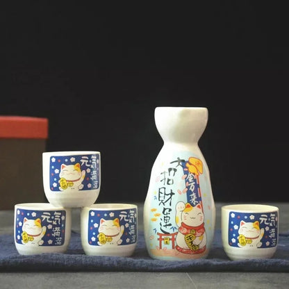 Service à saké Imado aux coupes bleues