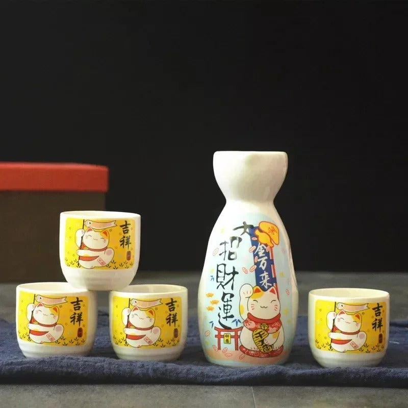 Service à saké Imado aux coupes jaunes
