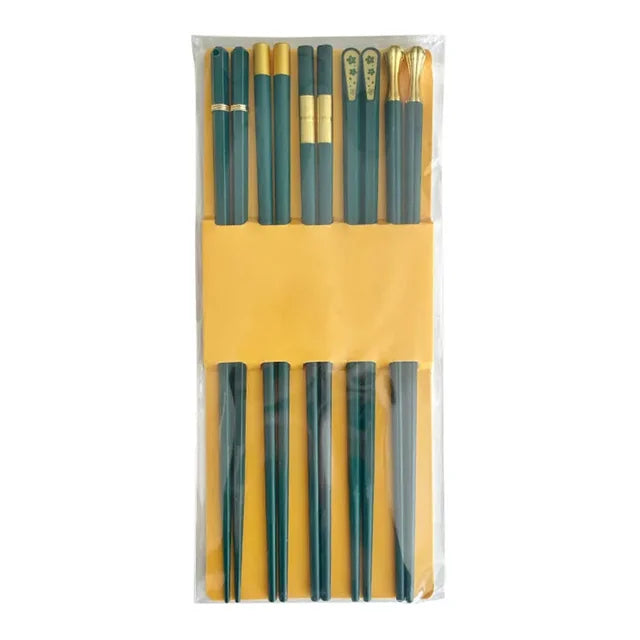 Lot de 5 Paires de Baguettes et 5 Porte Baguettes Miguiri (12 Couleurs)