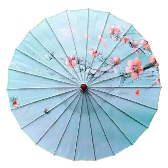 Ombrelle japonaise Yoshino bleu ciel fleuri
