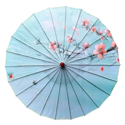 Ombrelle japonaise Yoshino bleu ciel fleuri