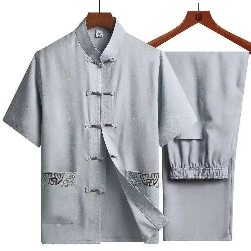 Ensemble Kamakura chemise et pantalon bleu gris