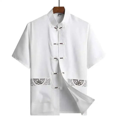 Chemise Kamakura blanche à col montant