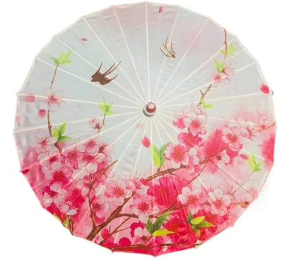 Ombrelle japonaise Yoshino fleurs de pêcher et hirondelles