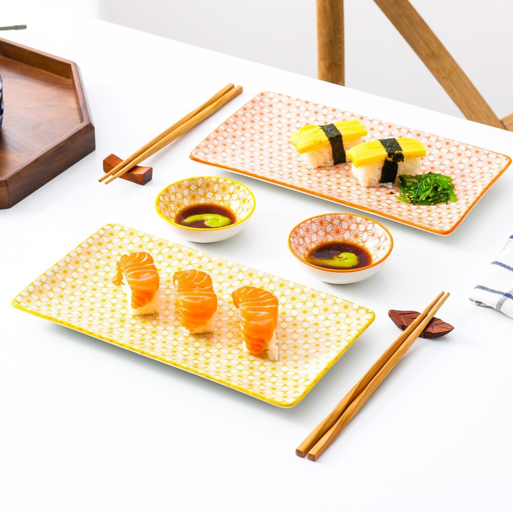 Youda Set de 8 Assiettes à Sushi en Céramique Japonaise - Inclut 2 Plats, 2 Bols à Sauce Soja, 2 Paires de Baguettes Porte-Baguettes - Service de Table Asiatique Élégant Youda Set de 8 Assiettes à Sushi en Céramique Japonaise - Inclut 2 Plats, 2 Bols à Sauce Soja, 2 Paires de Baguettes Porte-Baguettes - Service de Table Asiatique Élégant