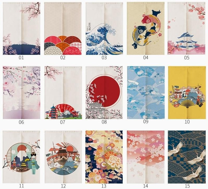 Rideau Noren Kanagawa (2 tailles ou personnalisées)