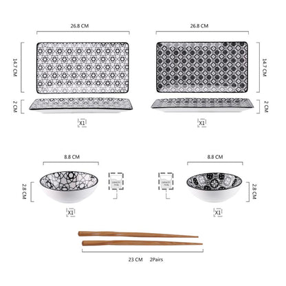 Ensemble D'assiettes à Sushi, Bols à Sauce et Baguettes Wnza