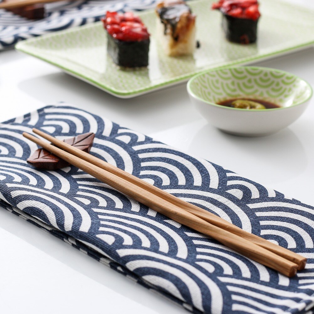 Set De Vaisselle Sushi 7 Pièces Pour 1 Personne - Assiettes, Bols, Baguettes, Cuillères, Style Japonais