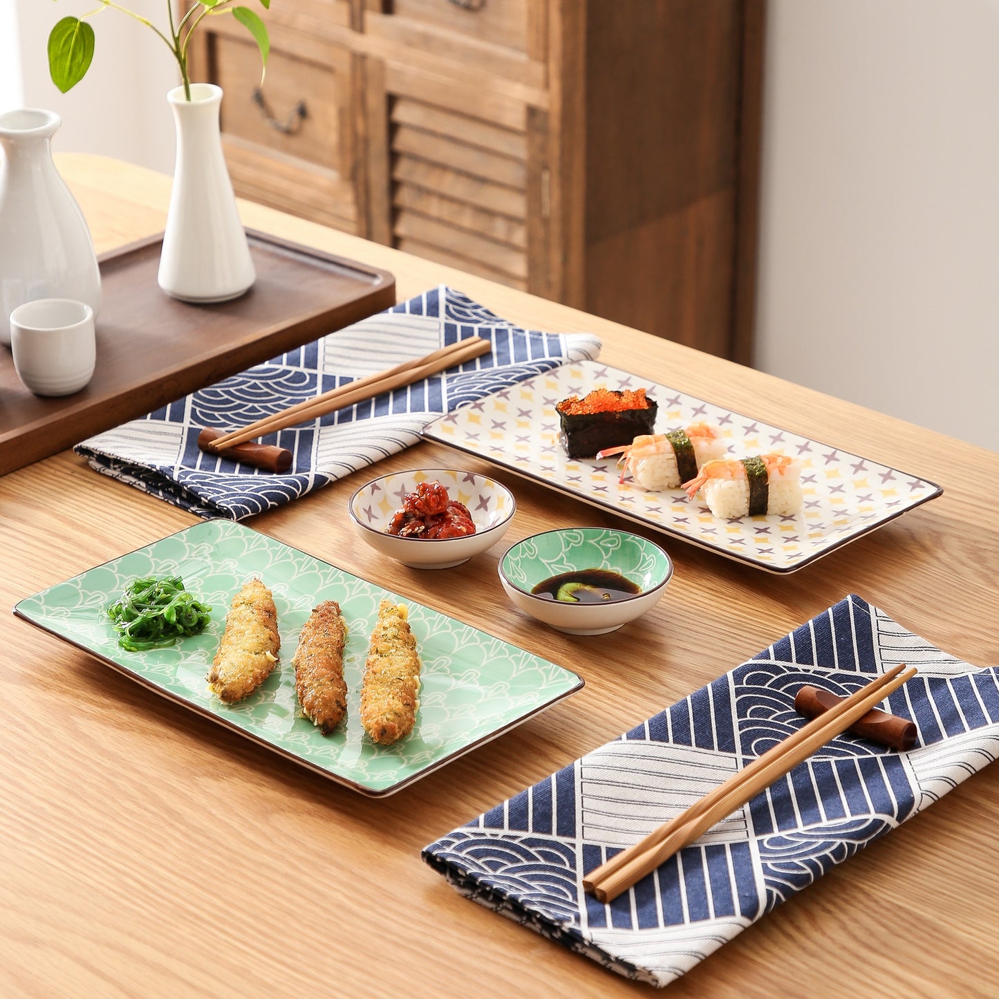 Ensemble D'assiettes à Sushi, Bols à Sauce et Baguettes Tsako